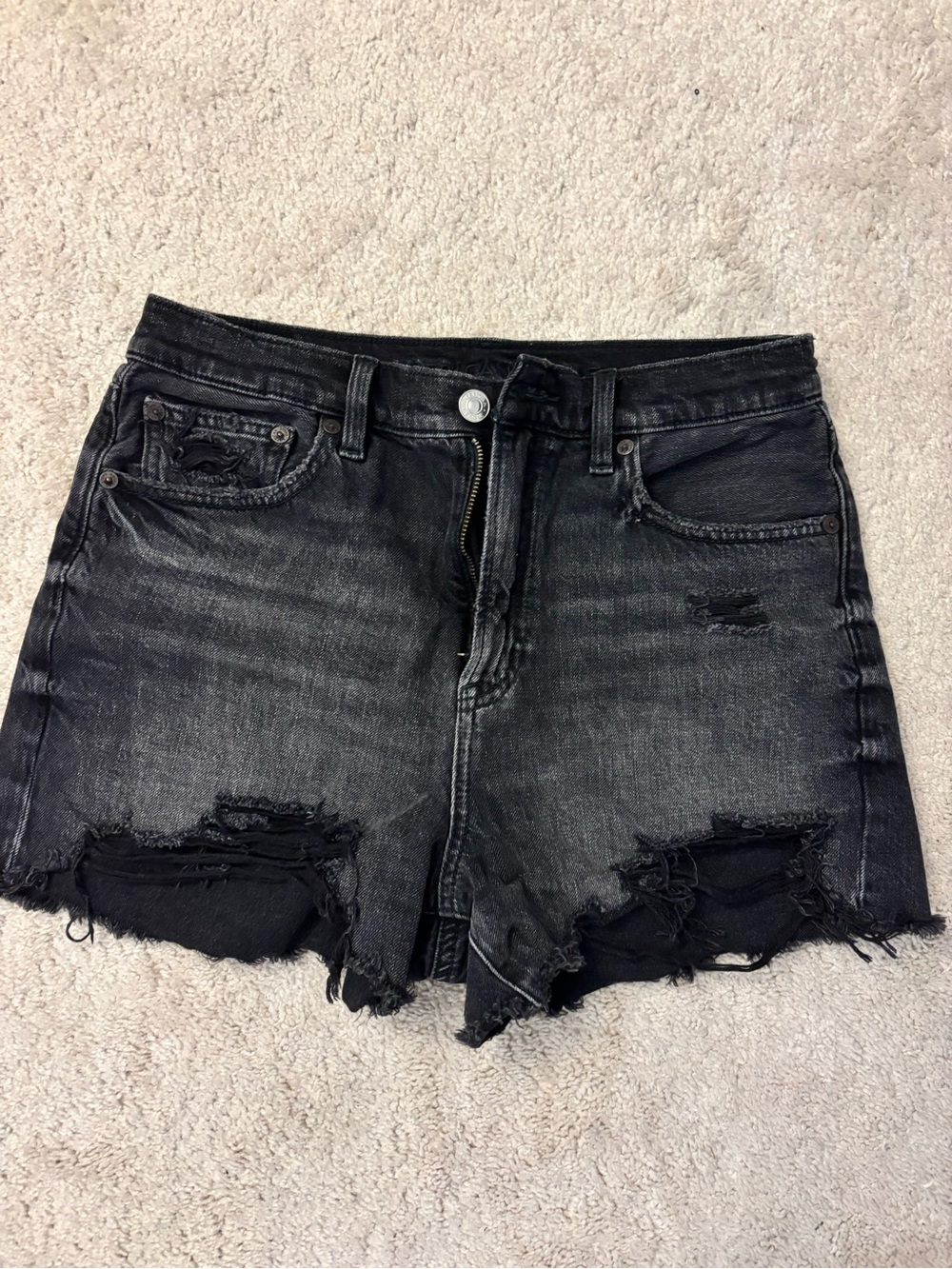 AE Black Distressed Women's Denim Shorts- stretch